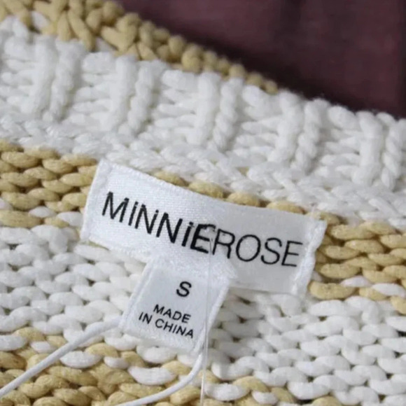 NWT Minnie Rose Chunky Knit Striped Short Sleeve Knit Top Small Color Block - Picture 6 of 13